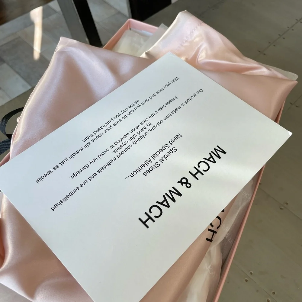 Mach and Mach triple bow pink metallic pump crystal sandal sz 39